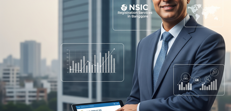 Confident professional showcasing NSIC services for micro, small, and medium enterprises (MSMEs) in Bangalore, highlighting the path to government tender benefits and business development.